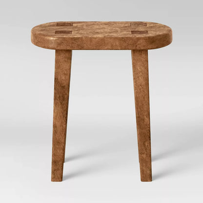 Tall Hand Carved Wooden Oval Side Table