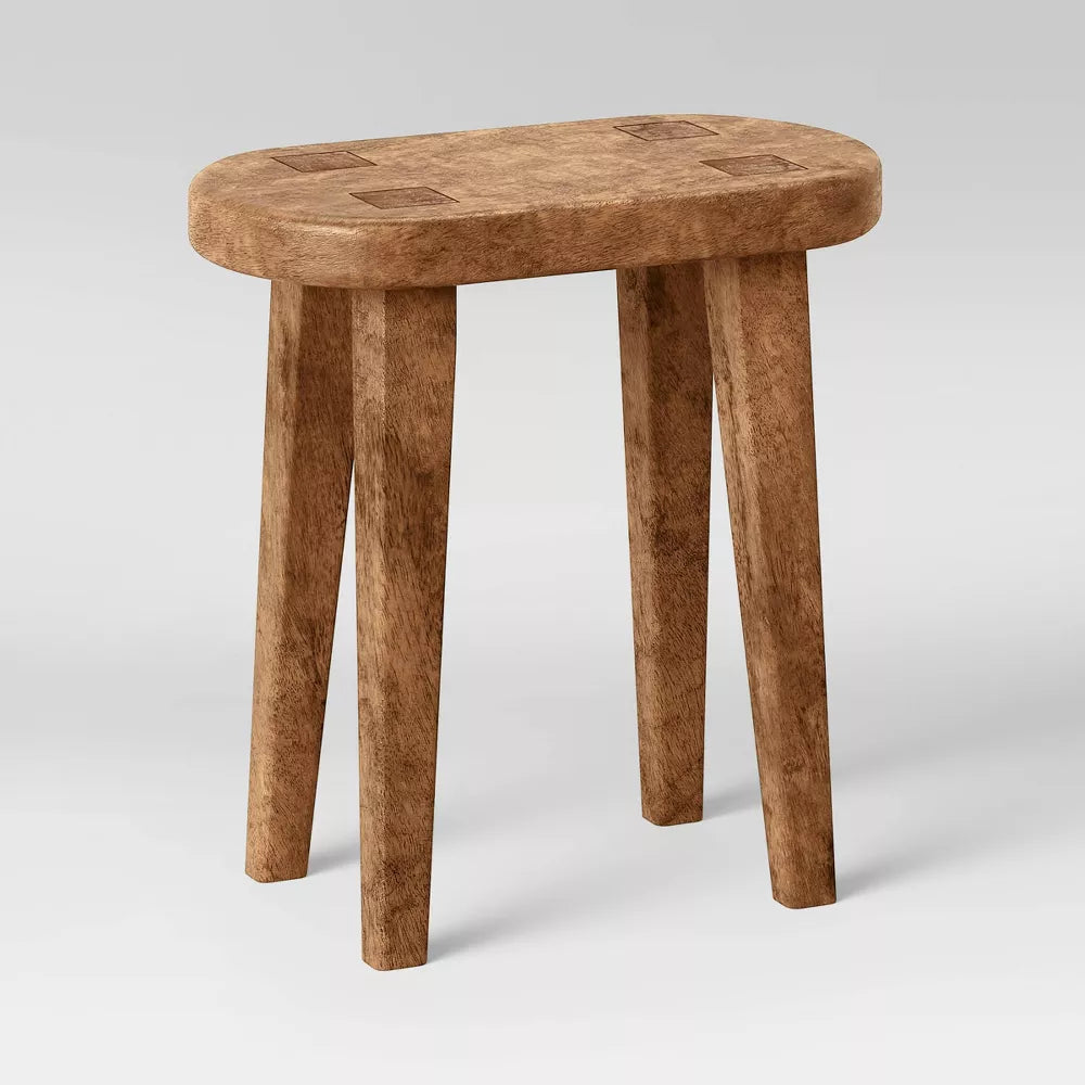 Tall Hand Carved Wooden Oval Side Table