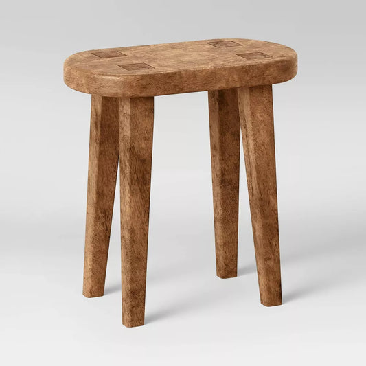 Tall Hand Carved Wooden Oval Side Table